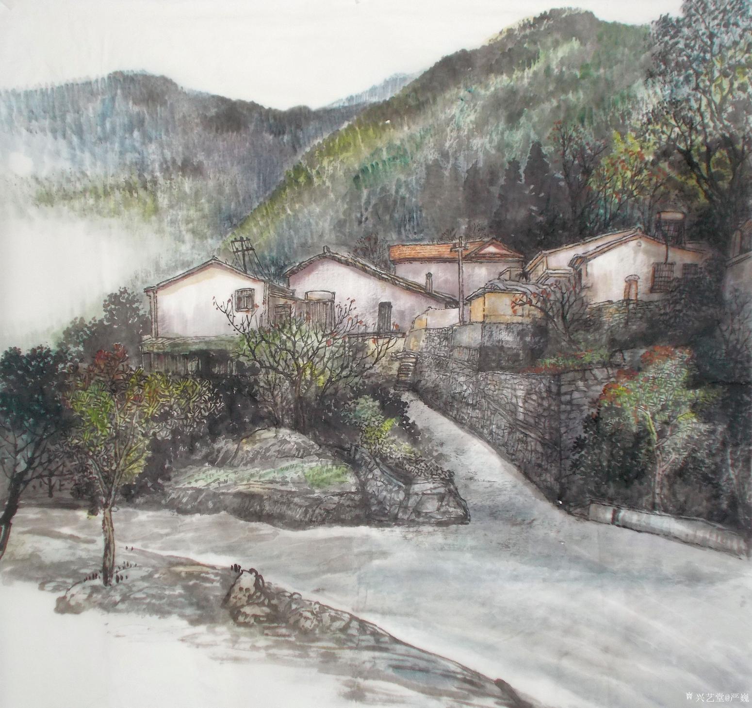 嚴(yán)巍國(guó)畫(huà)作品《山居圖》