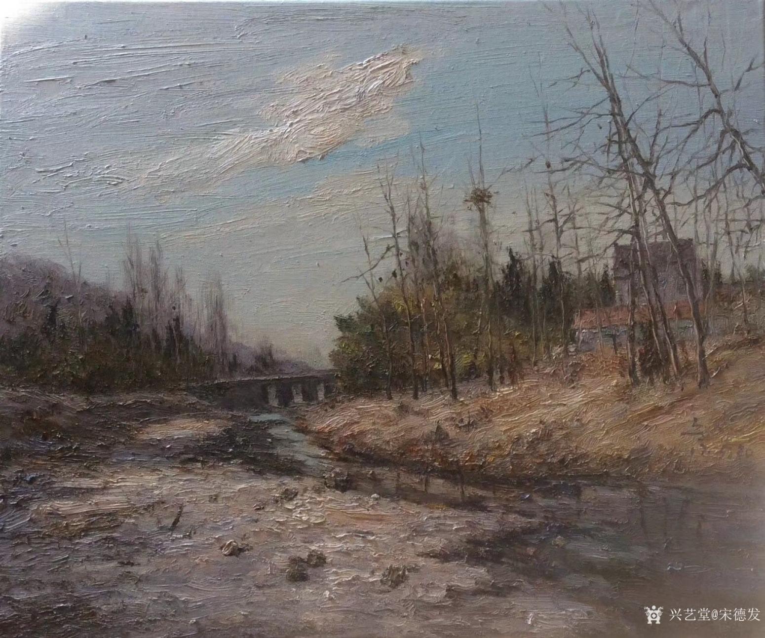 宋德發(fā)油畫作品《村邊的小溪》