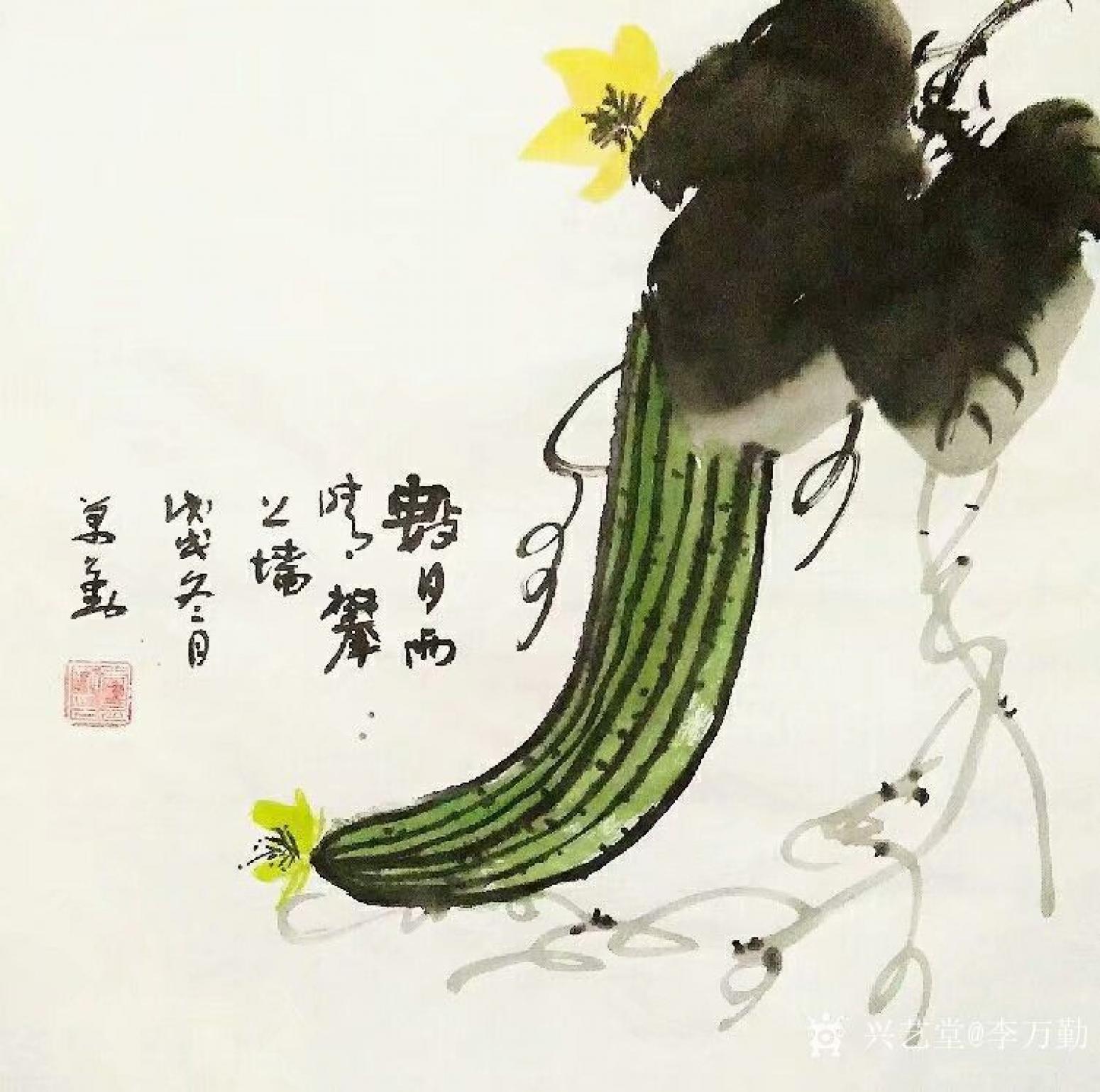李萬勤國畫作品《數(shù)日雨晴攀上墻》