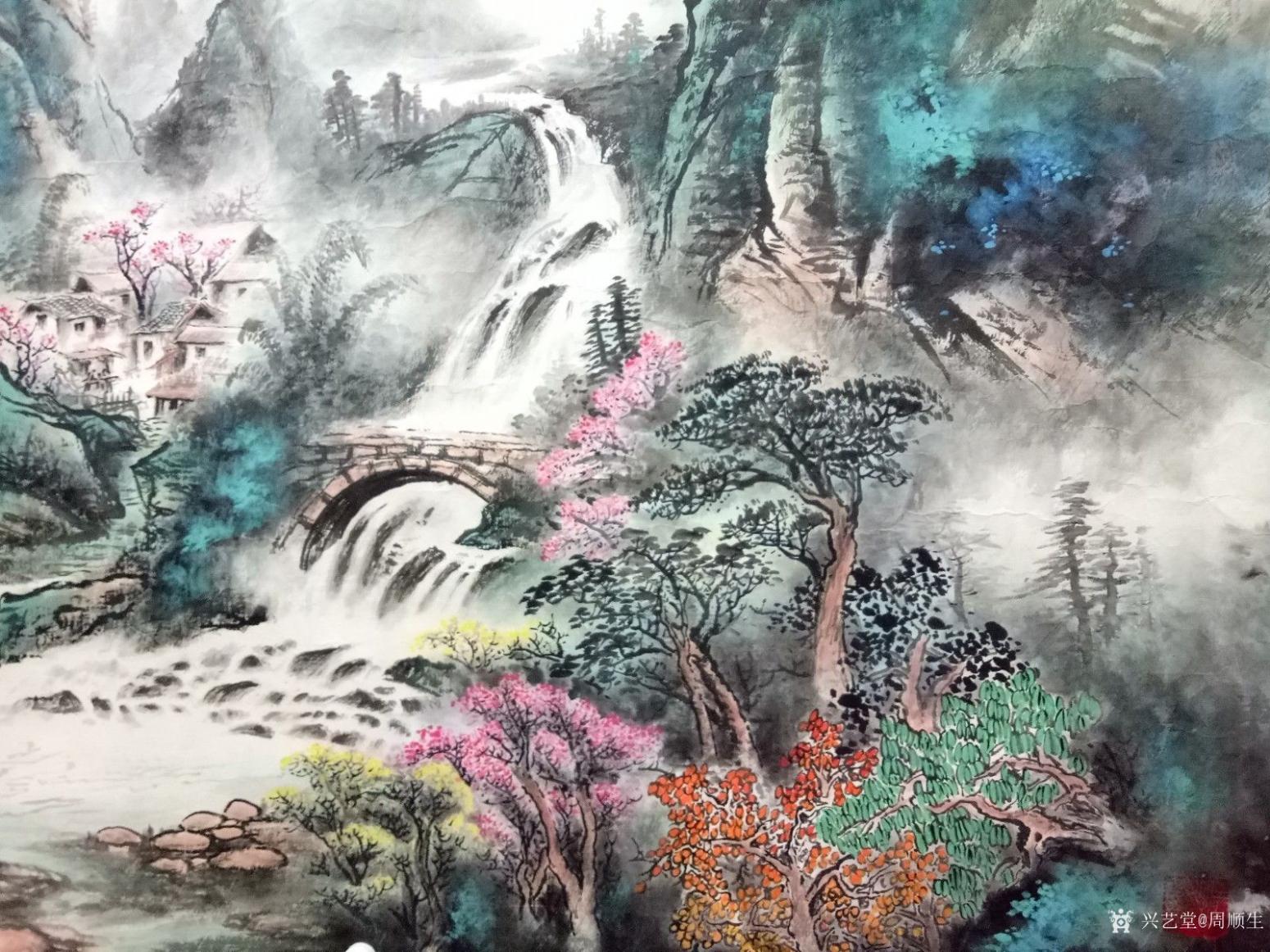 周順生國畫作品《漓江漁舟盡朝暉》【圖2】