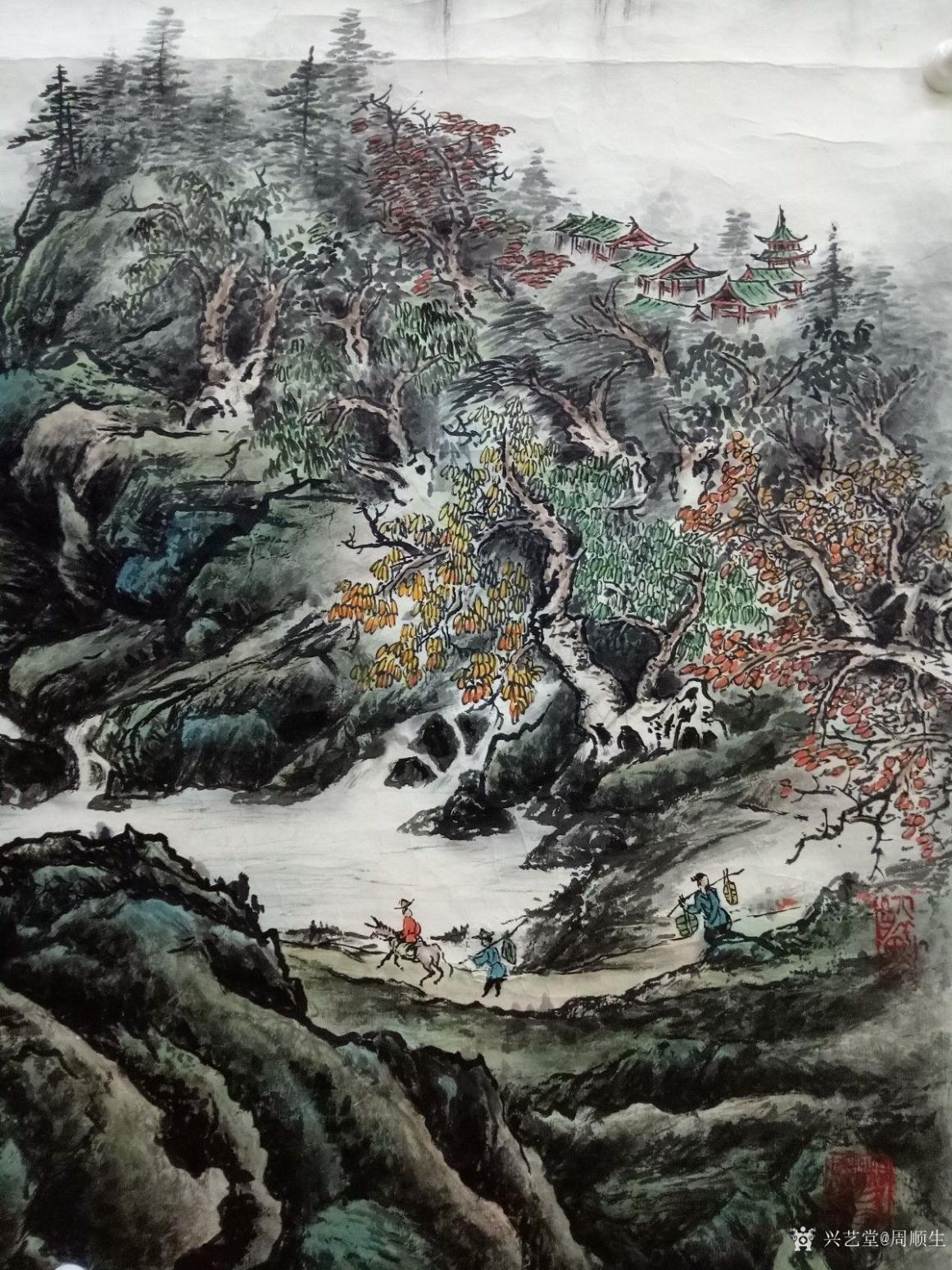 周順生國畫作品《大四尺溪山行旅圖》【圖2】