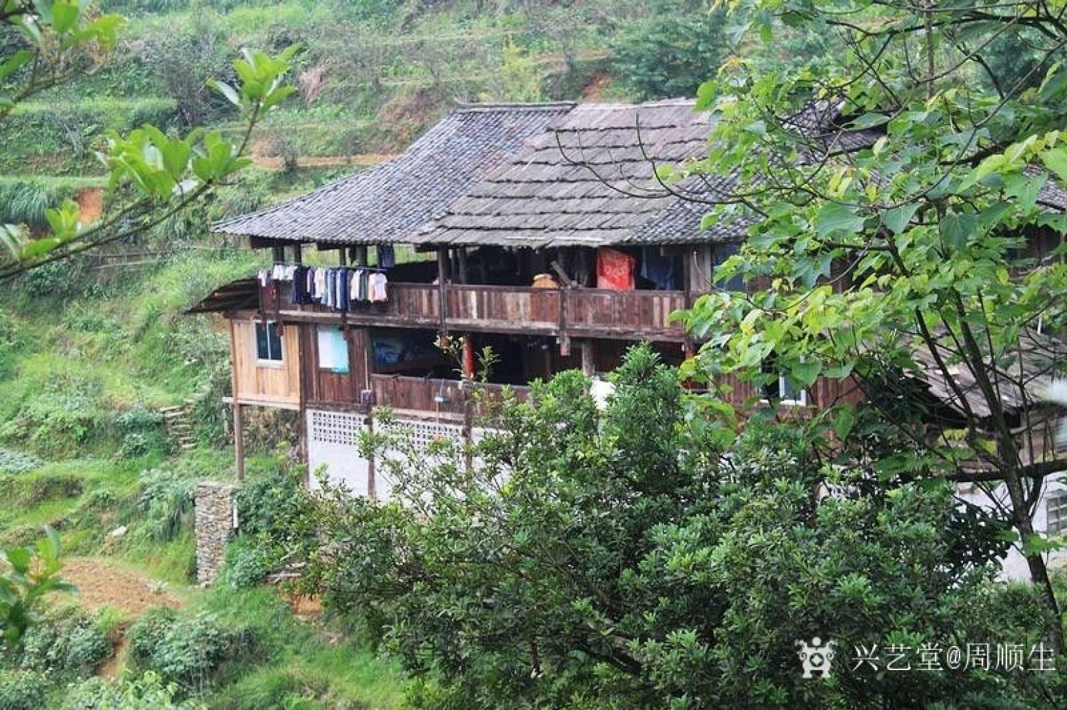 周順生國畫作品《四尺斗方山村清流》【圖0】