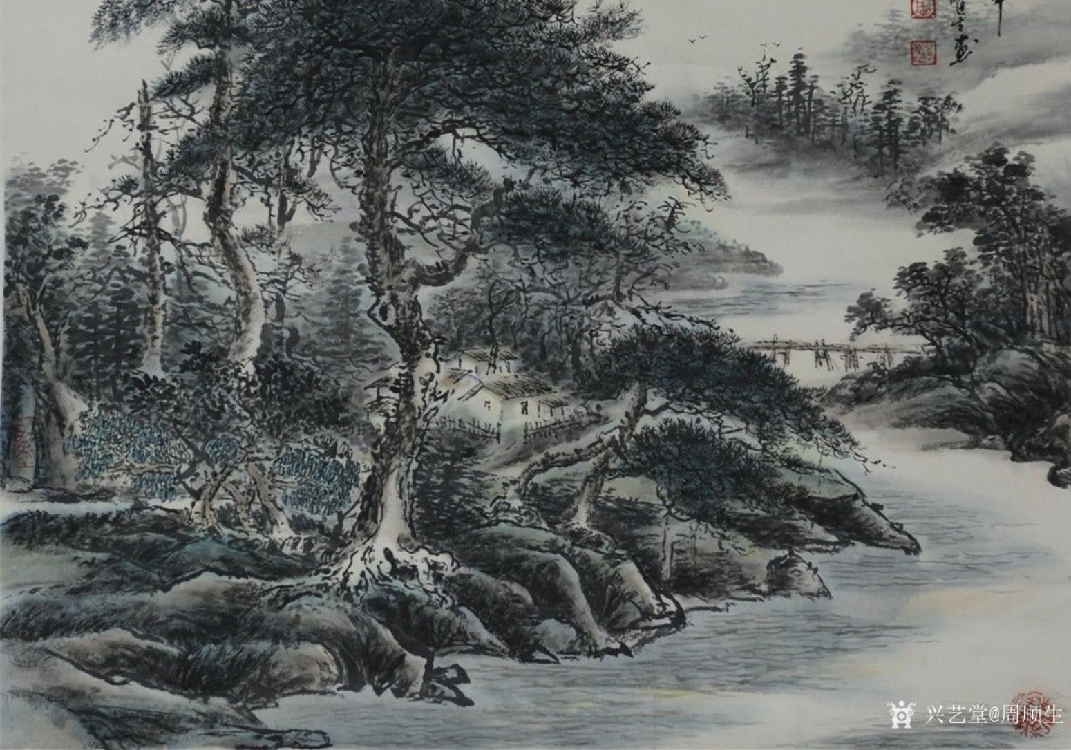 周順生國畫作品《四尺斗方松影風(fēng)華》【圖1】