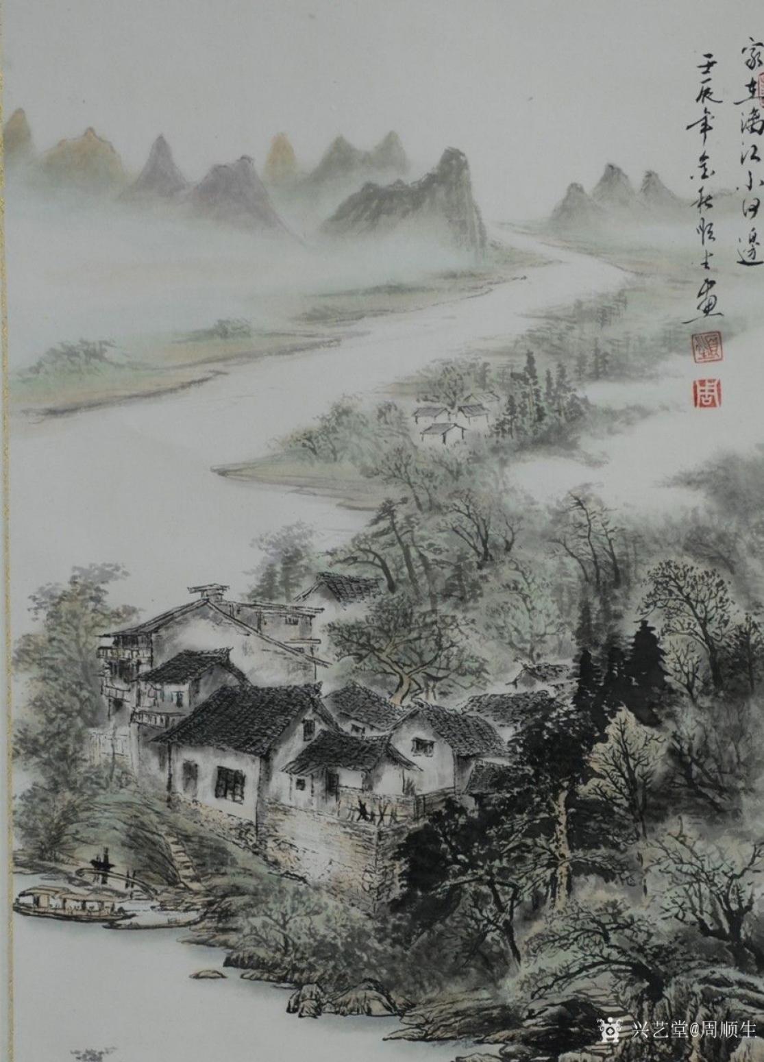 周順生國畫作品《三尺中堂家在漓江邊》【圖4】