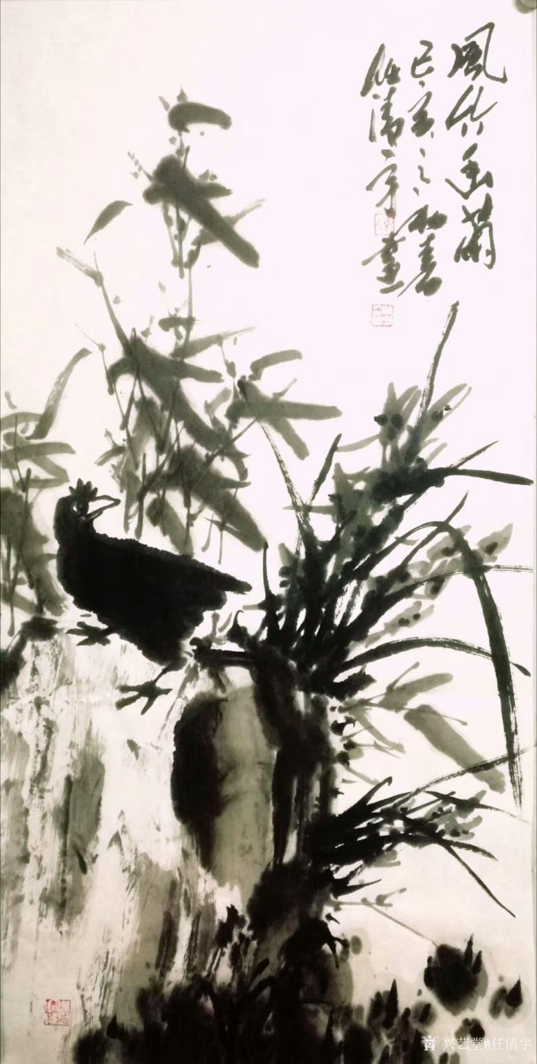 任清宇國(guó)畫(huà)作品《風(fēng)竹幽蘭》