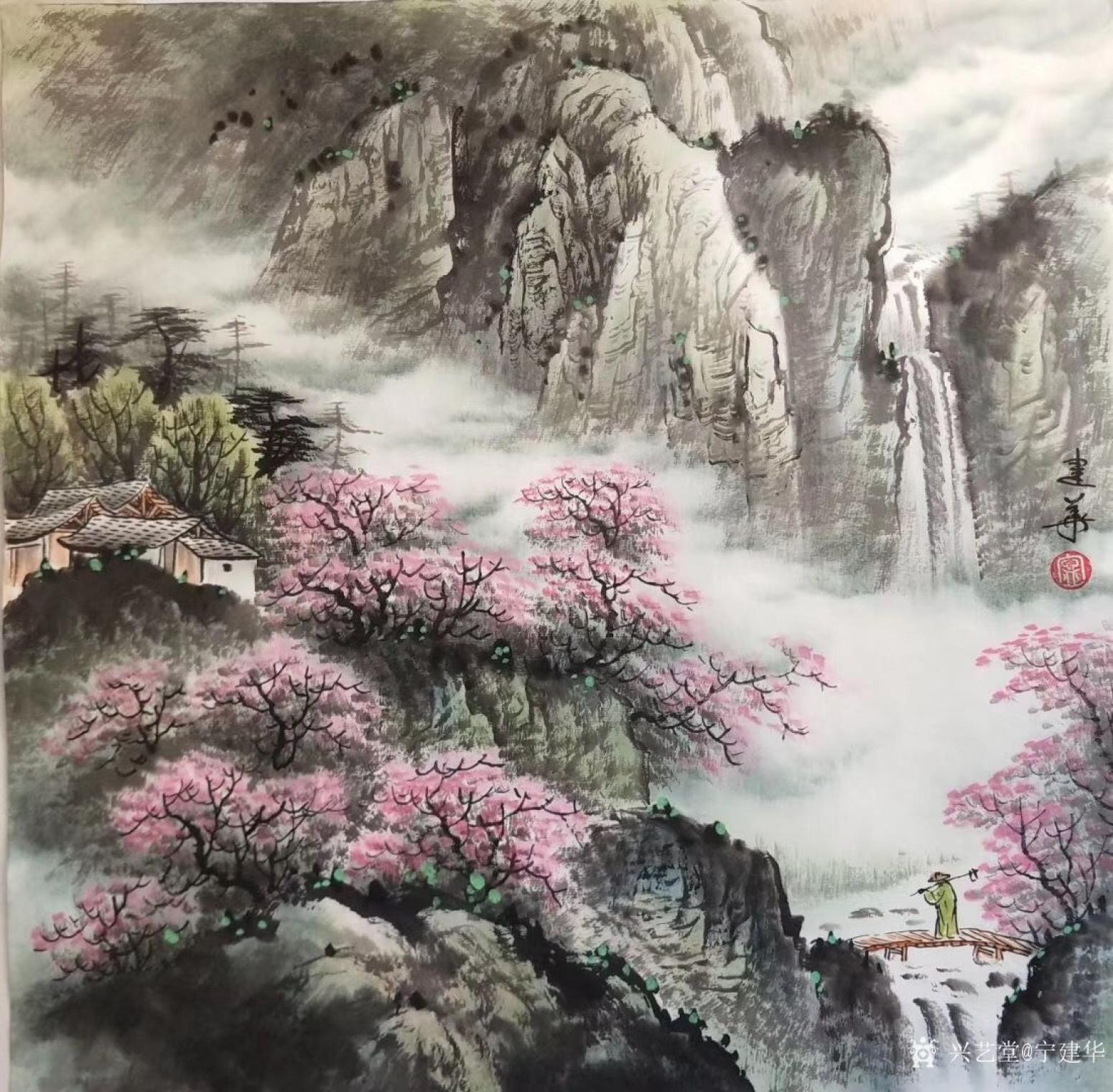 寧建華國(guó)畫(huà)作品《山水-春》