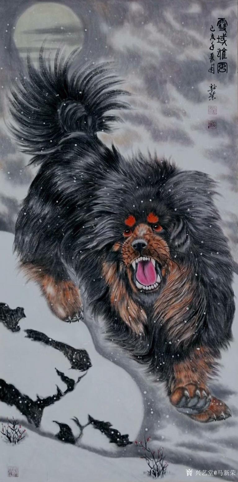 馬新榮國畫作品《狗—雪域雄風》