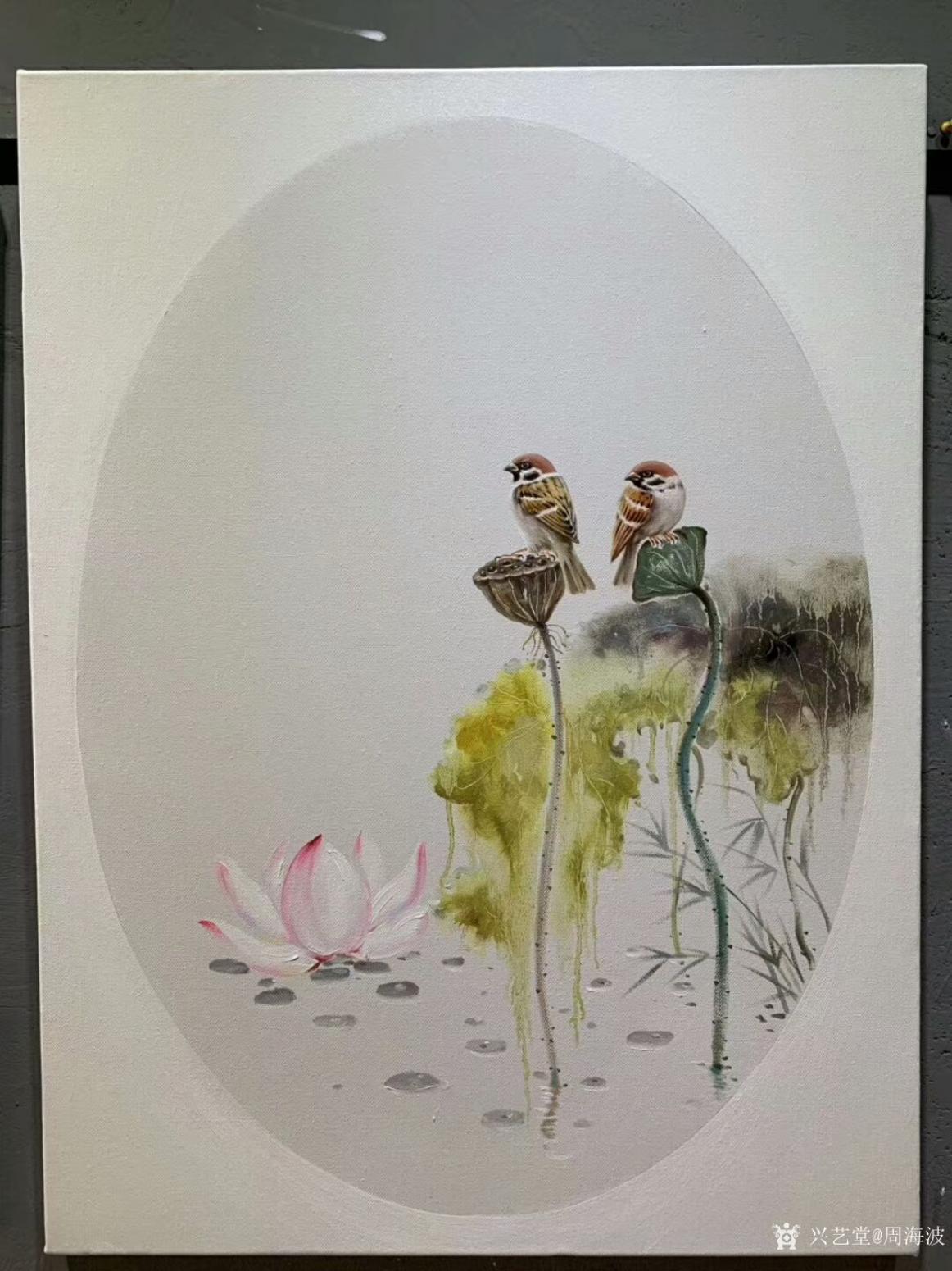 周海波油畫作品《新中式油畫花鳥(niǎo)畫套2》【圖2】