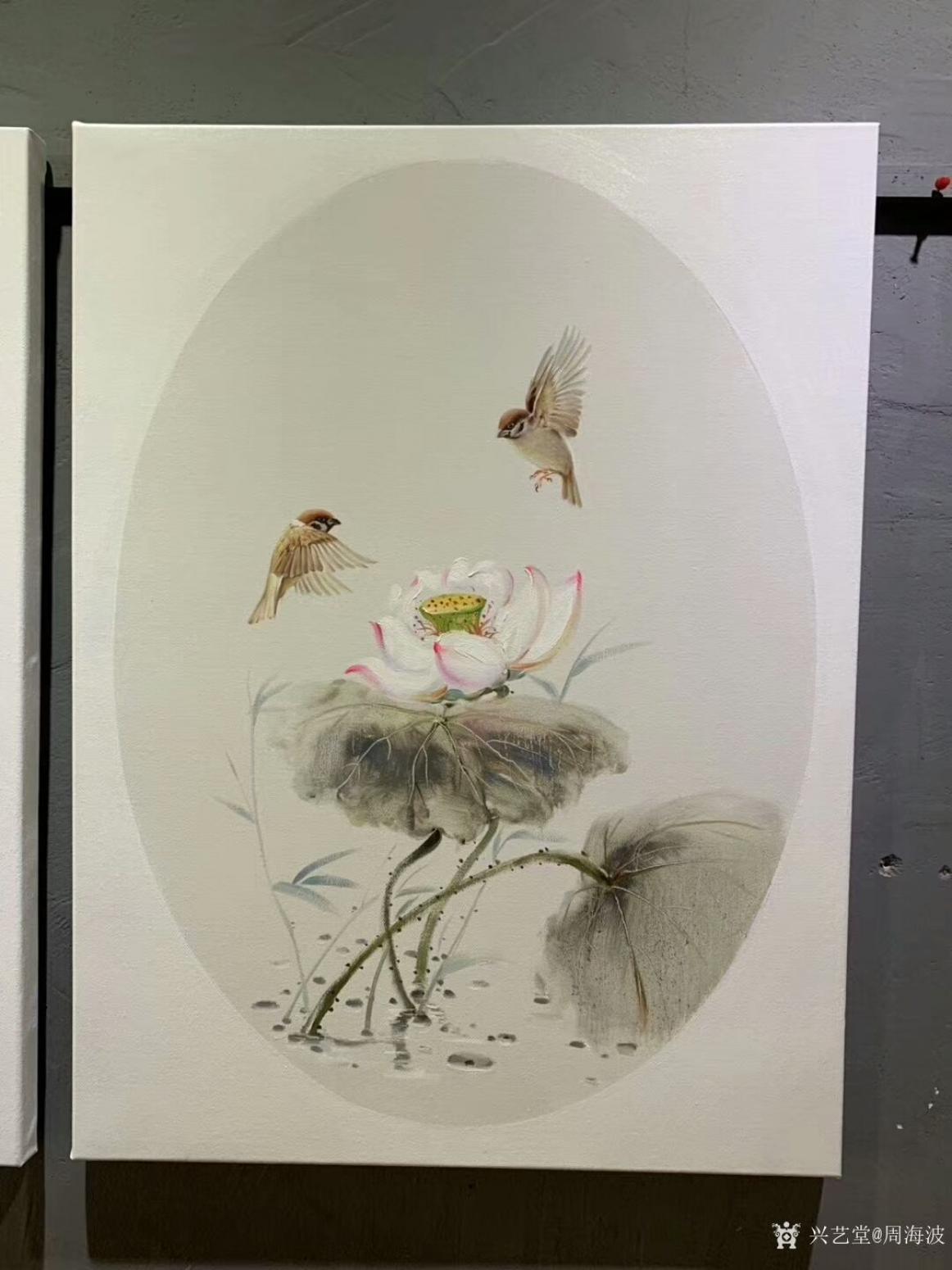周海波油畫作品《新中式油畫花鳥(niǎo)畫套2》【圖3】