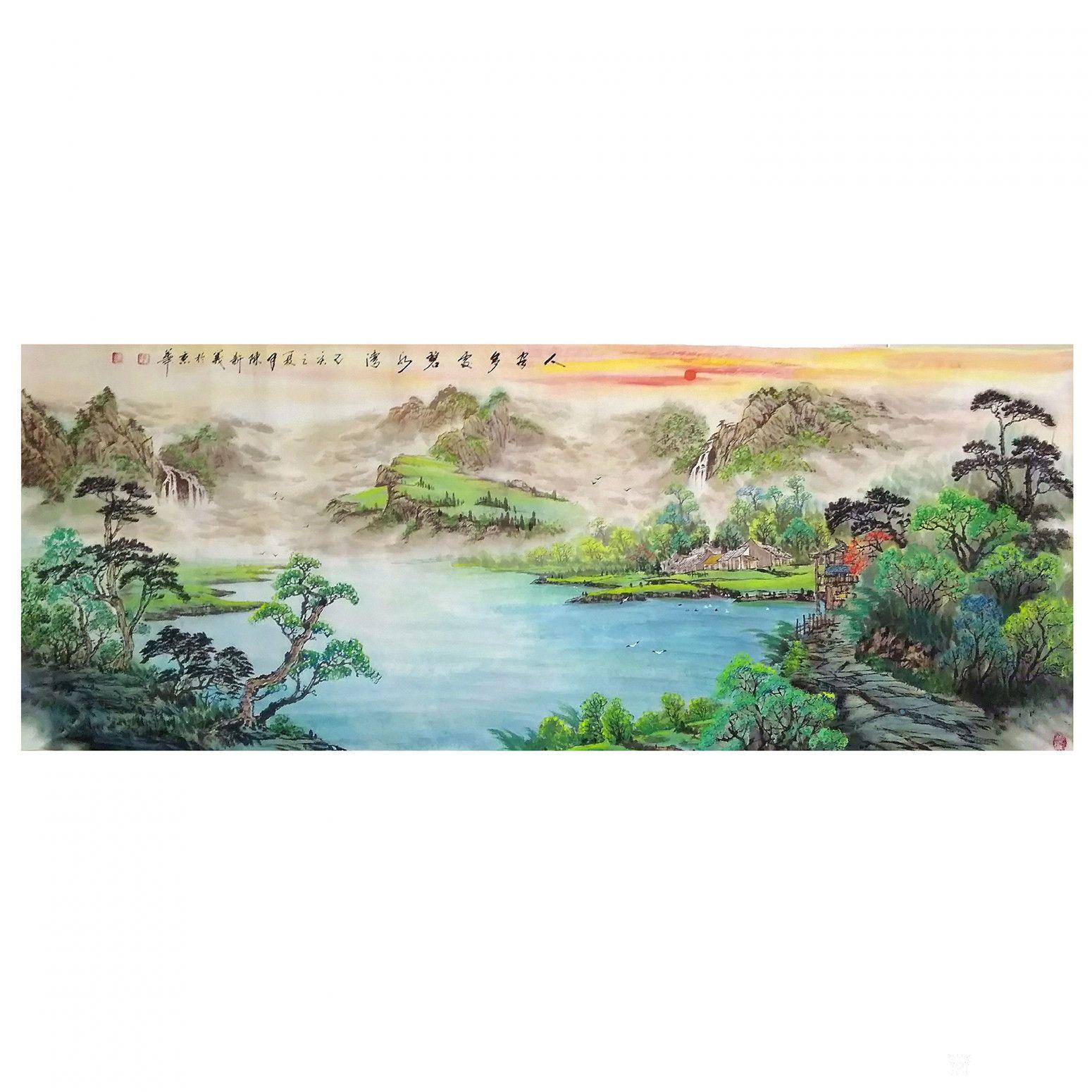 陳新義國畫作品《人家多處碧水灣》【圖0】