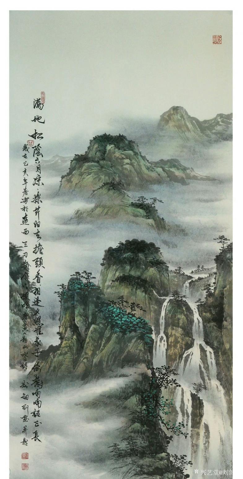 劉劍剛國畫作品《滿地松陰六月涼》