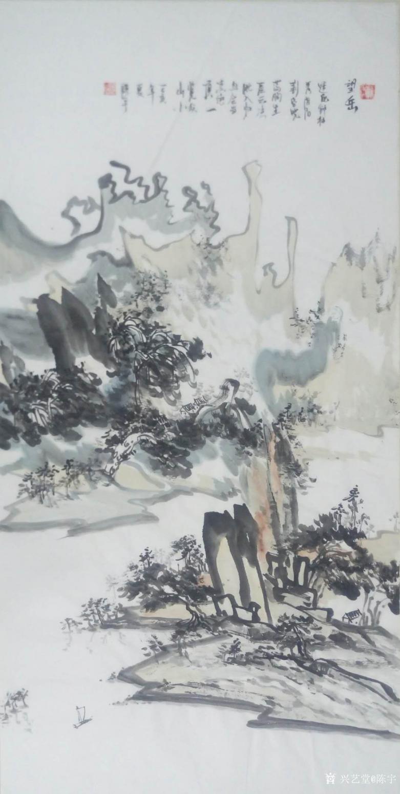 陳宇國(guó)畫作品《望岳》