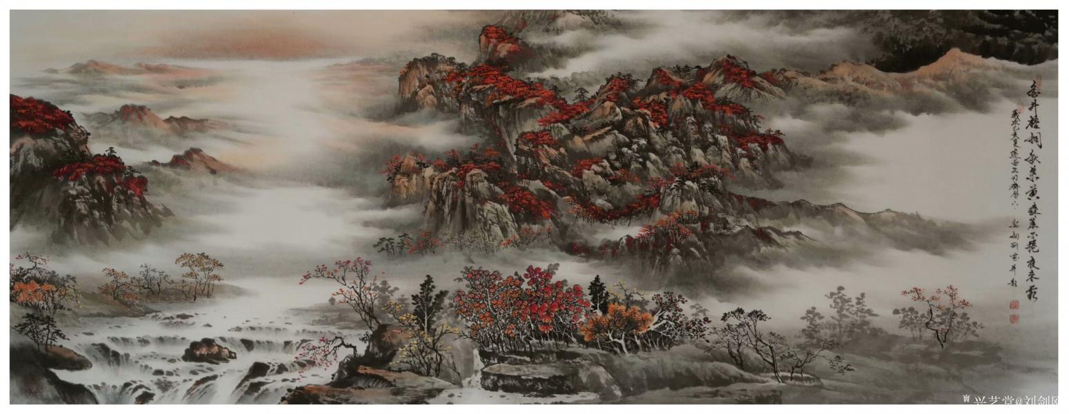 劉劍剛國畫作品《滿地松陰六月涼》