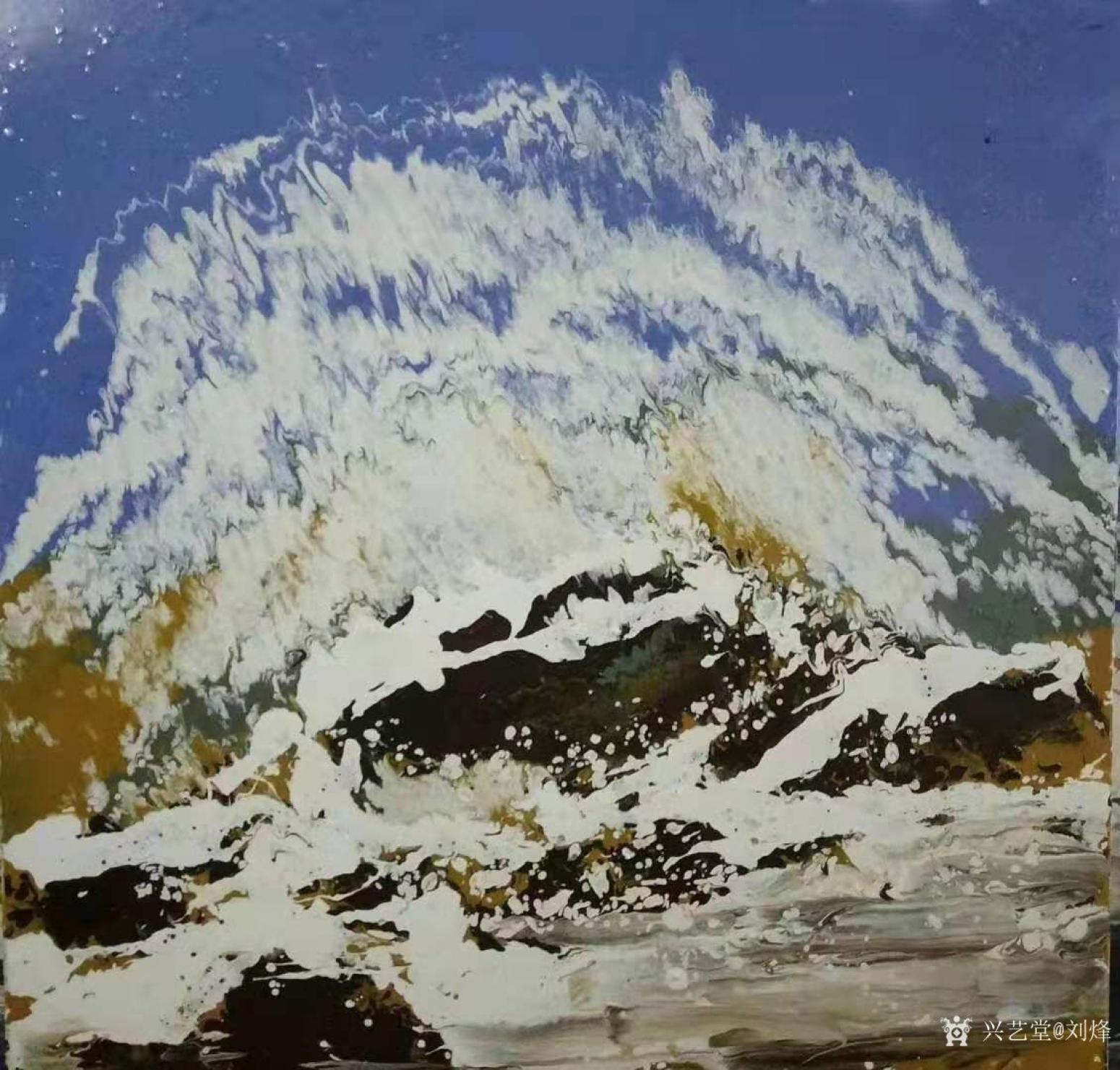 劉烽油畫作品《八月奔濤》