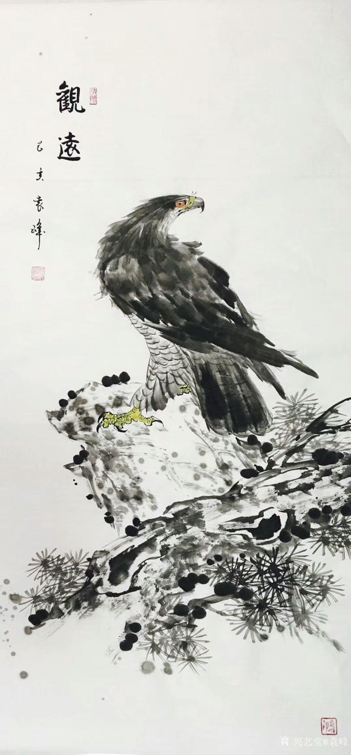 袁峰國(guó)畫(huà)作品《鷹-觀遠(yuǎn)》
