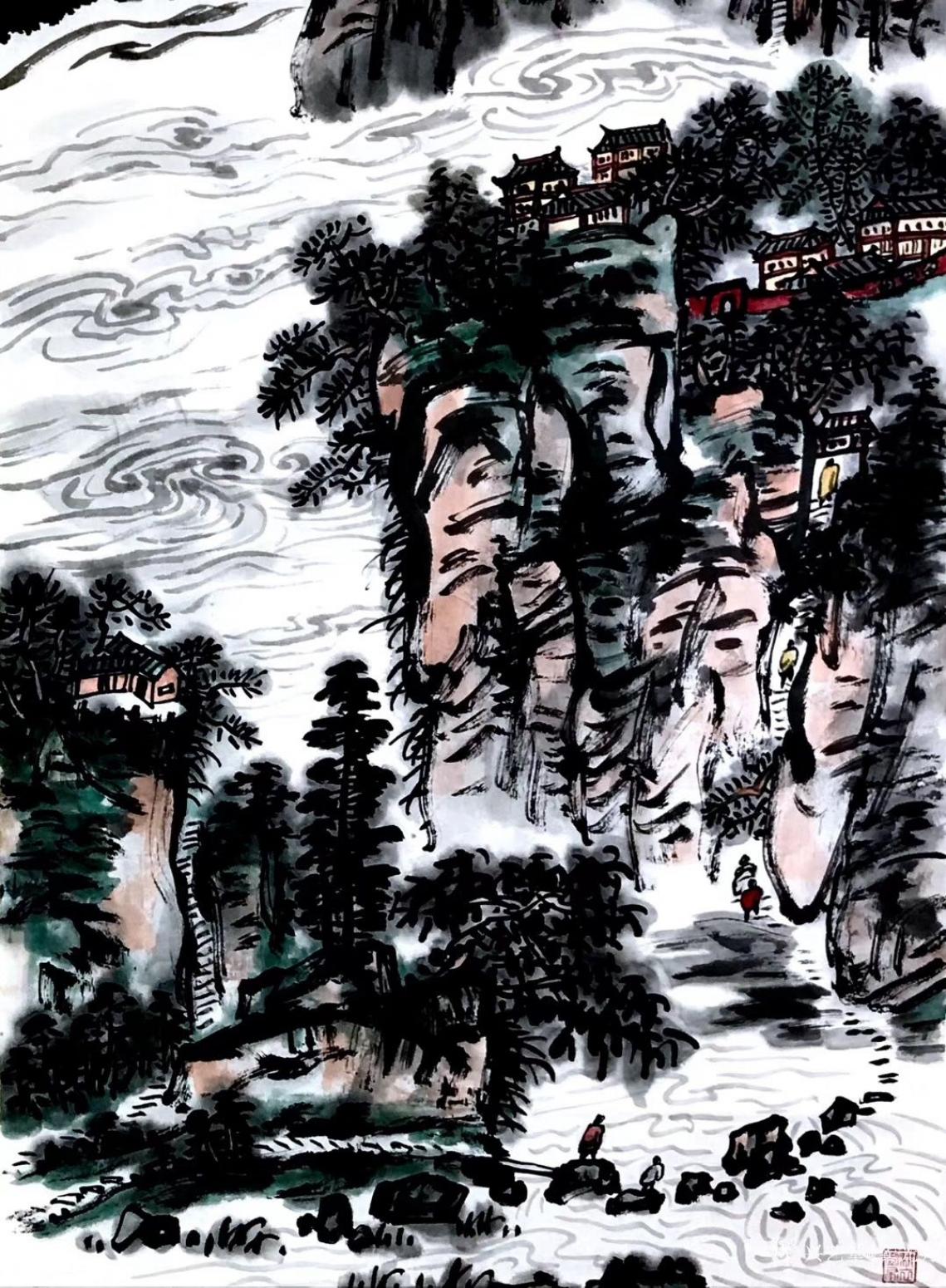龔光萬國畫作品《渡水傍山尋絕壁》【圖2】