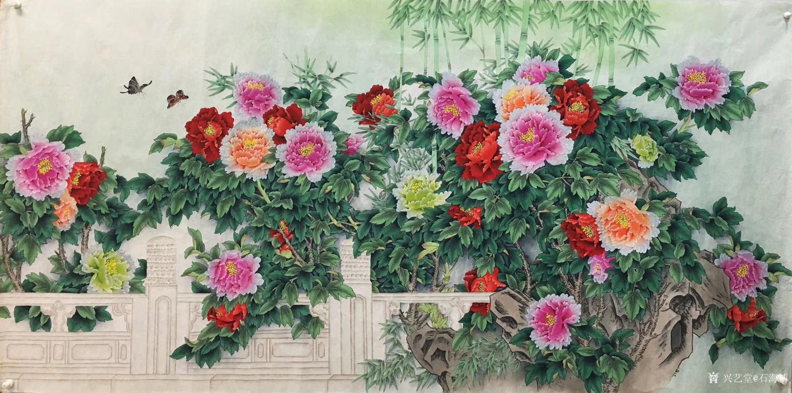 石海博國(guó)畫作品《花鳥畫-花開富貴3》【圖0】