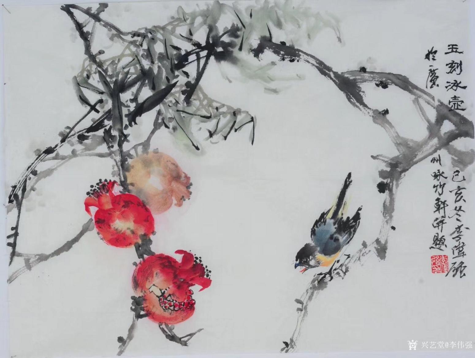 李偉強國畫作品《花鳥-玉刻冰壺》