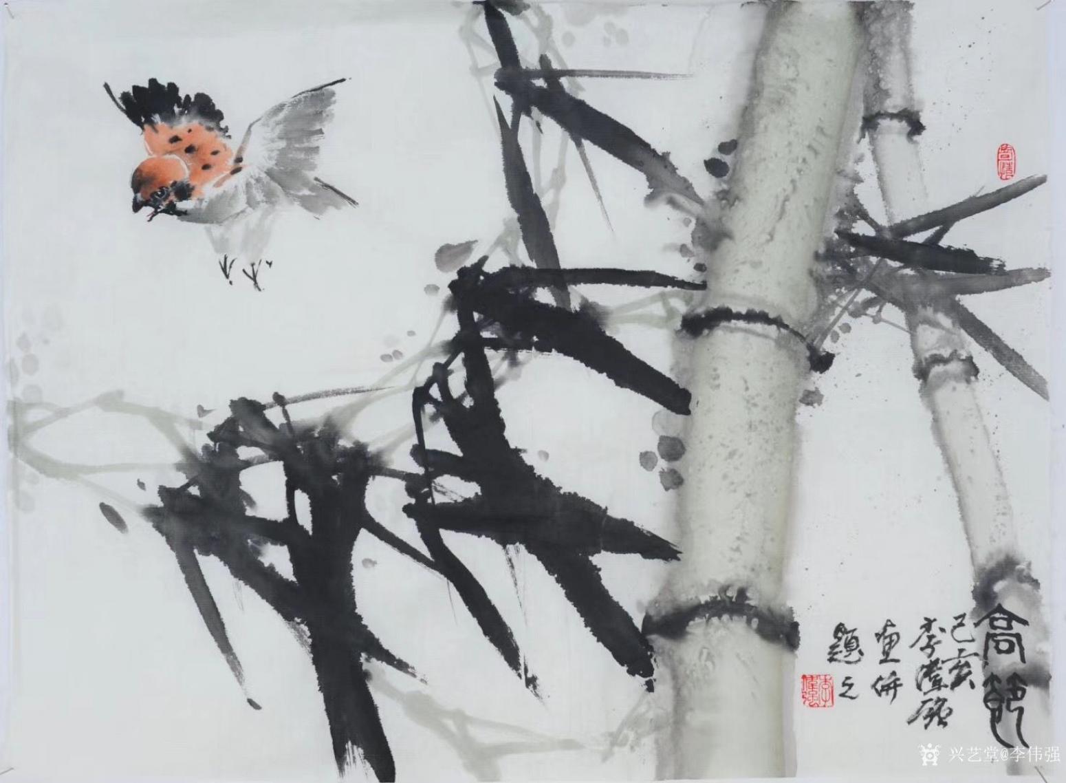 李偉強國畫作品《花鳥竹-高節(jié)》