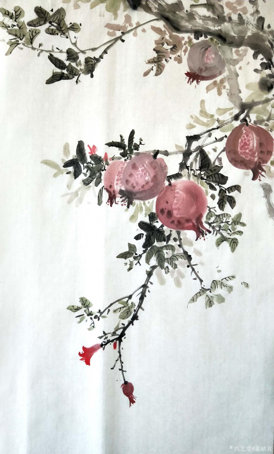 董獻省國畫作品《石榴》