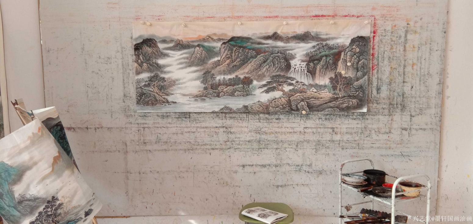 墨軒國(guó)畫油畫國(guó)畫作品《國(guó)畫山水太行朝暉》【圖1】