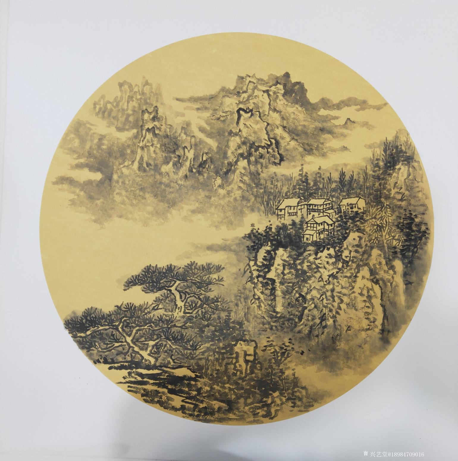 宋保江國畫作品《家山新綠》