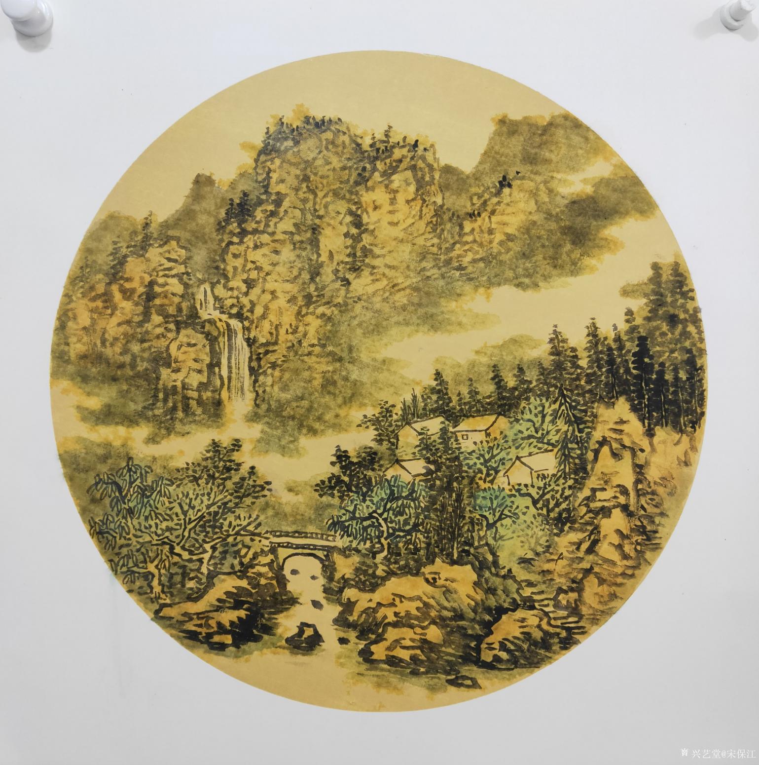 宋保江國畫作品《家在青山綠水間》