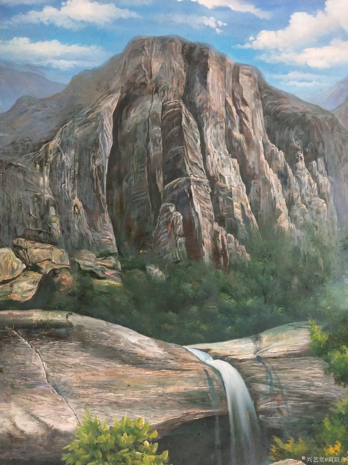 黃聯(lián)合油畫作品《高山流水》