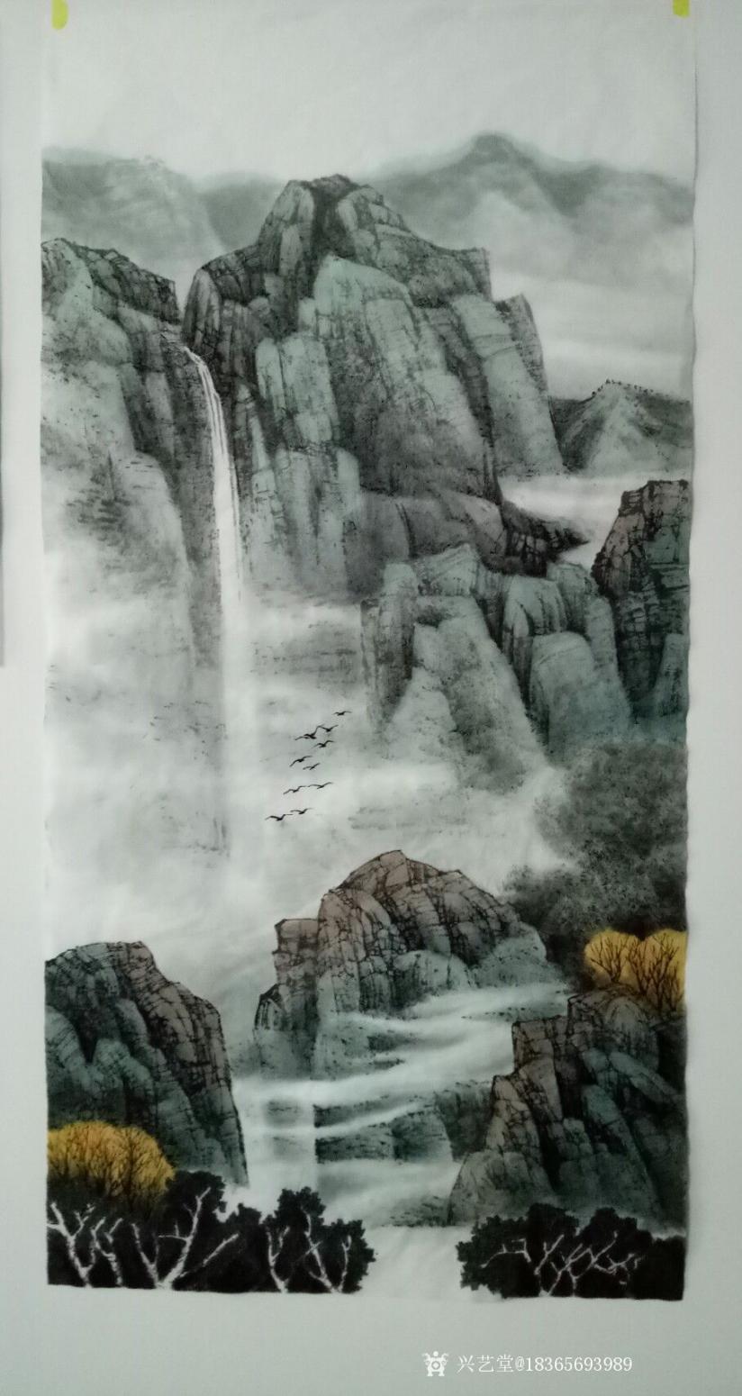 18365693989國(guó)畫(huà)作品《清江雨后.秋韻》