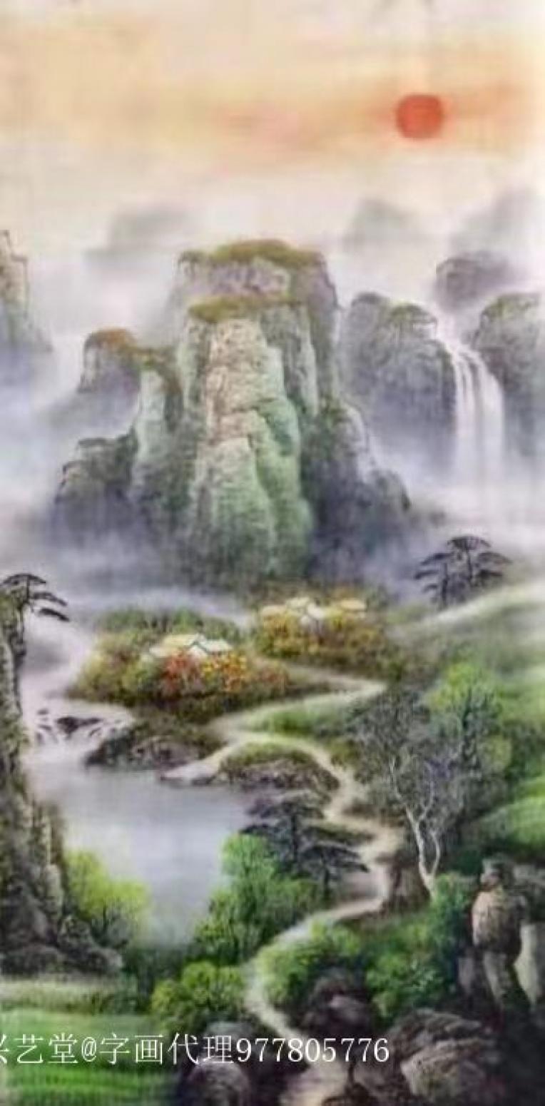 字畫代理威977805476國畫作品《趙書茂國畫裝飾山水》