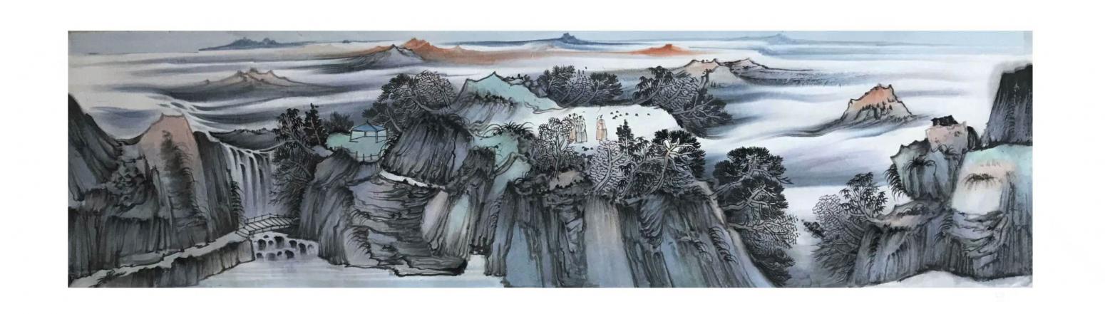 任振山國畫作品《古意山水畫》