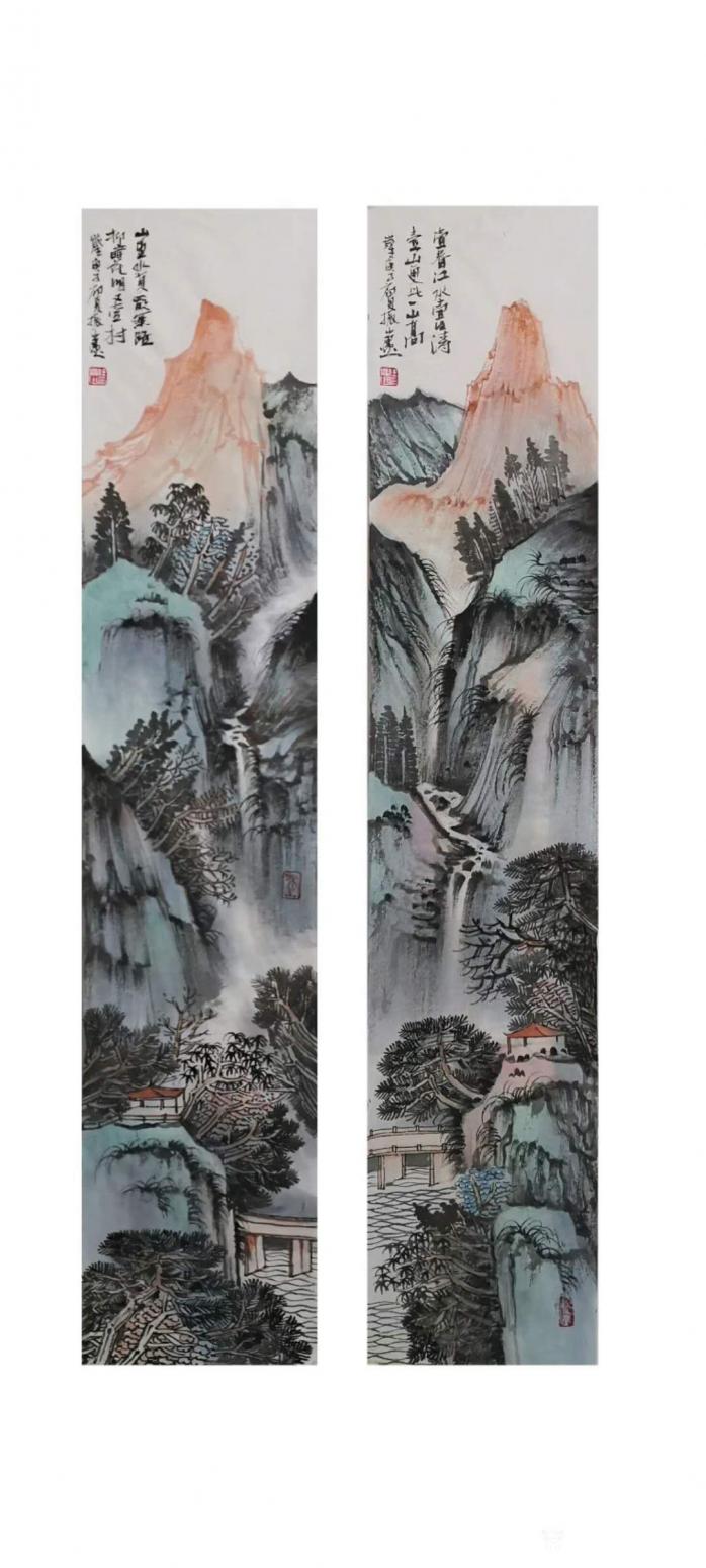 任振山國畫作品《山水畫一江春水一江濤》
