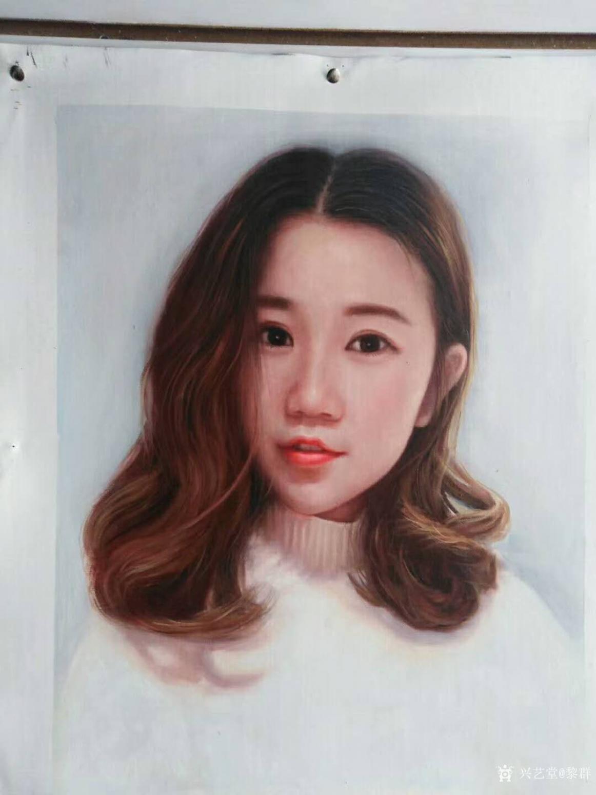 黎群油畫作品《人物肖像-美女照》