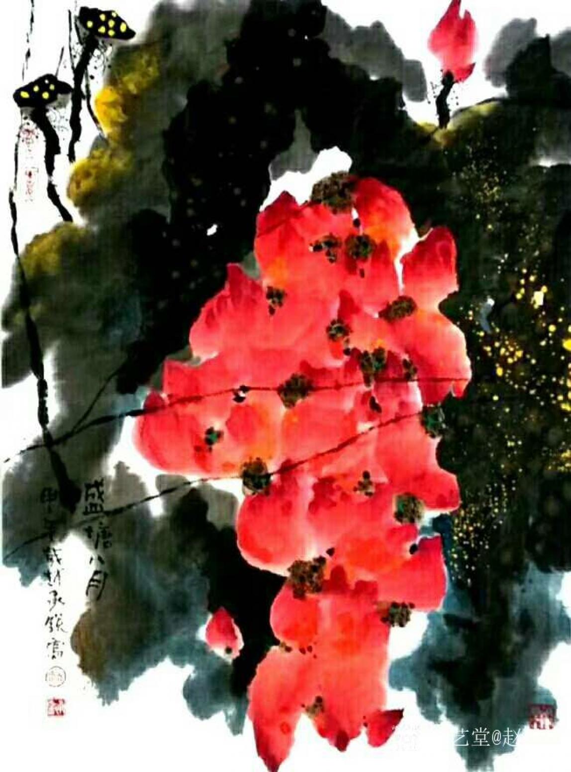 趙承銳國畫作品《花鳥畫-盛唐八月》【圖0】