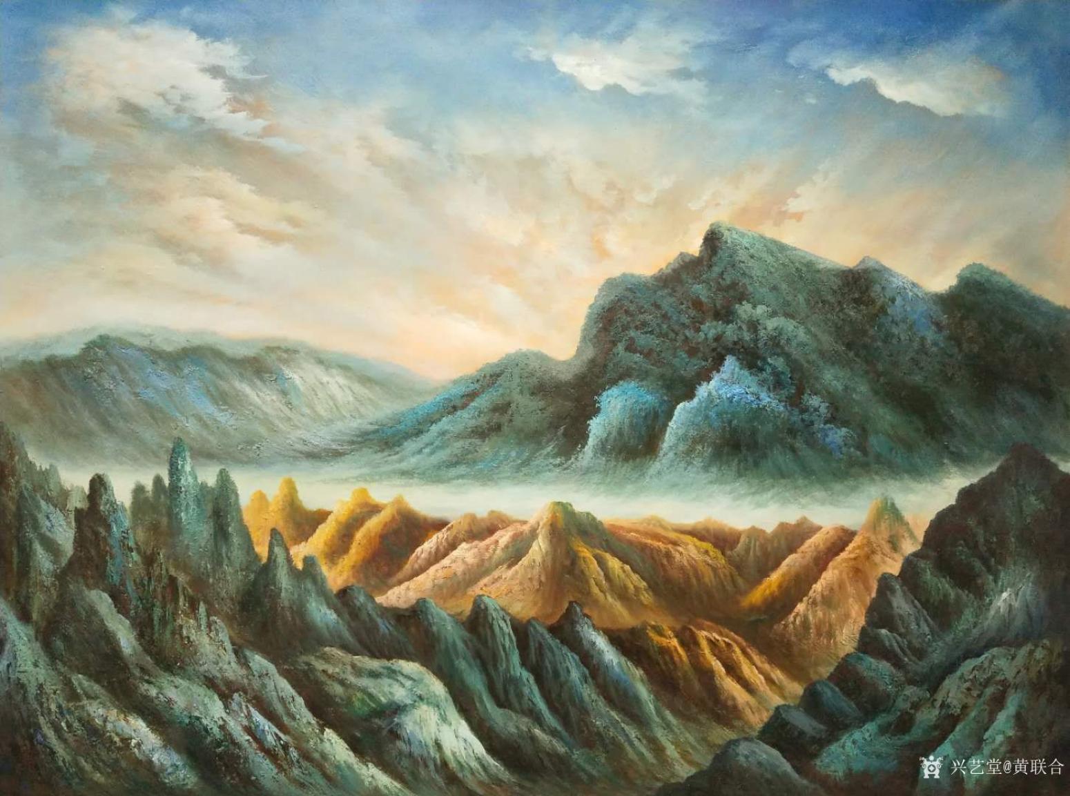 黃聯(lián)合油畫(huà)作品《黃聯(lián)合油畫(huà)賀蘭山睡佛》【圖0】