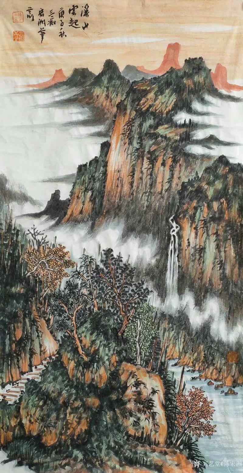 陳宏洲國畫作品《山水-溪山云起圖》