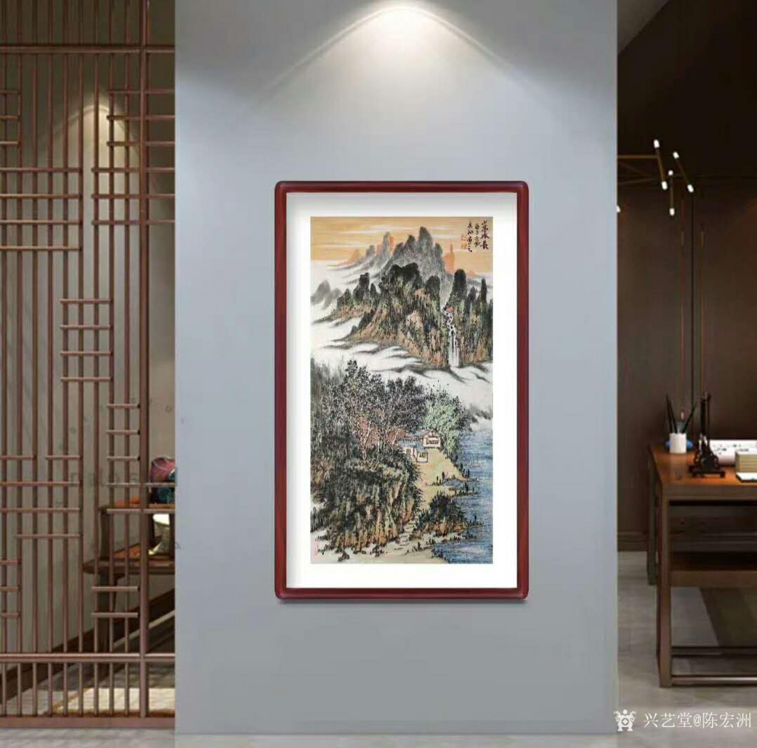 陳宏洲國畫作品《山水畫-山高水長》【圖2】