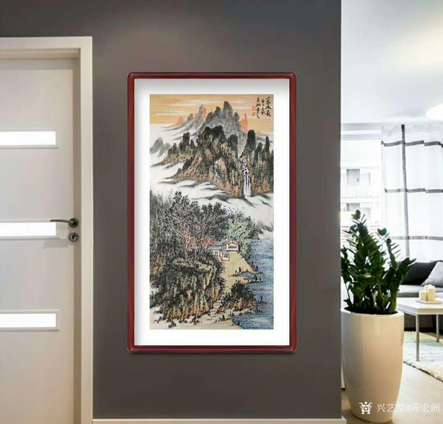 陳宏洲國畫作品《山水畫-山高水長》【圖4】