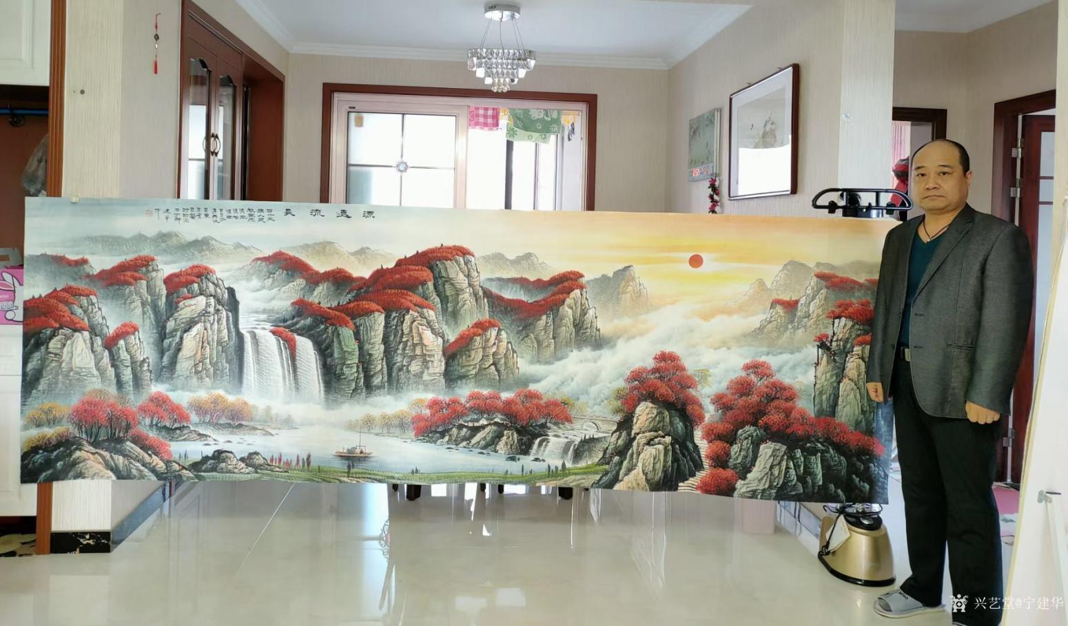 寧建華國(guó)畫作品《山水畫-源遠(yuǎn)流長(zhǎng)》【圖0】