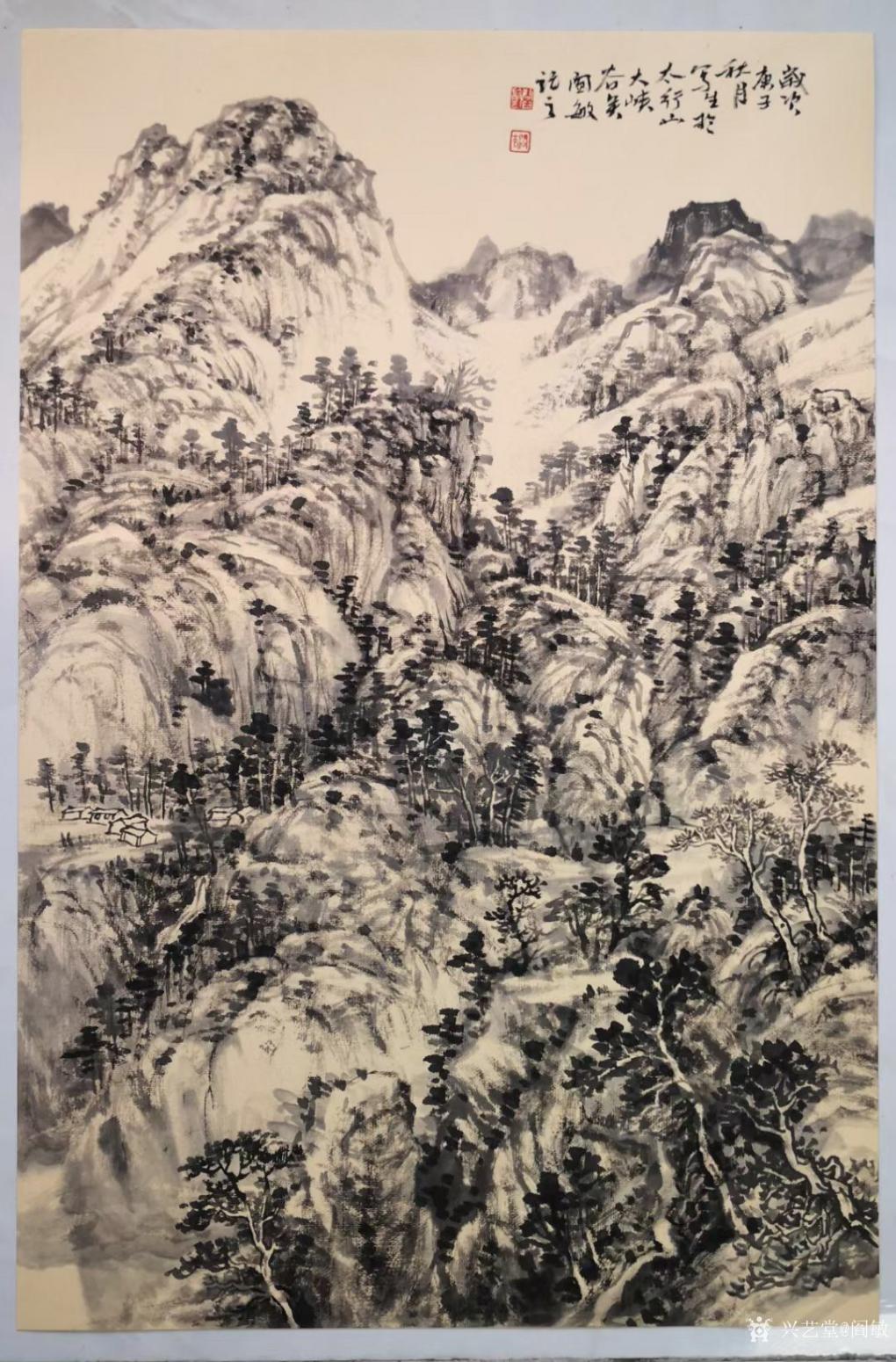 閻敏國畫作品《山水-太行寫生18》