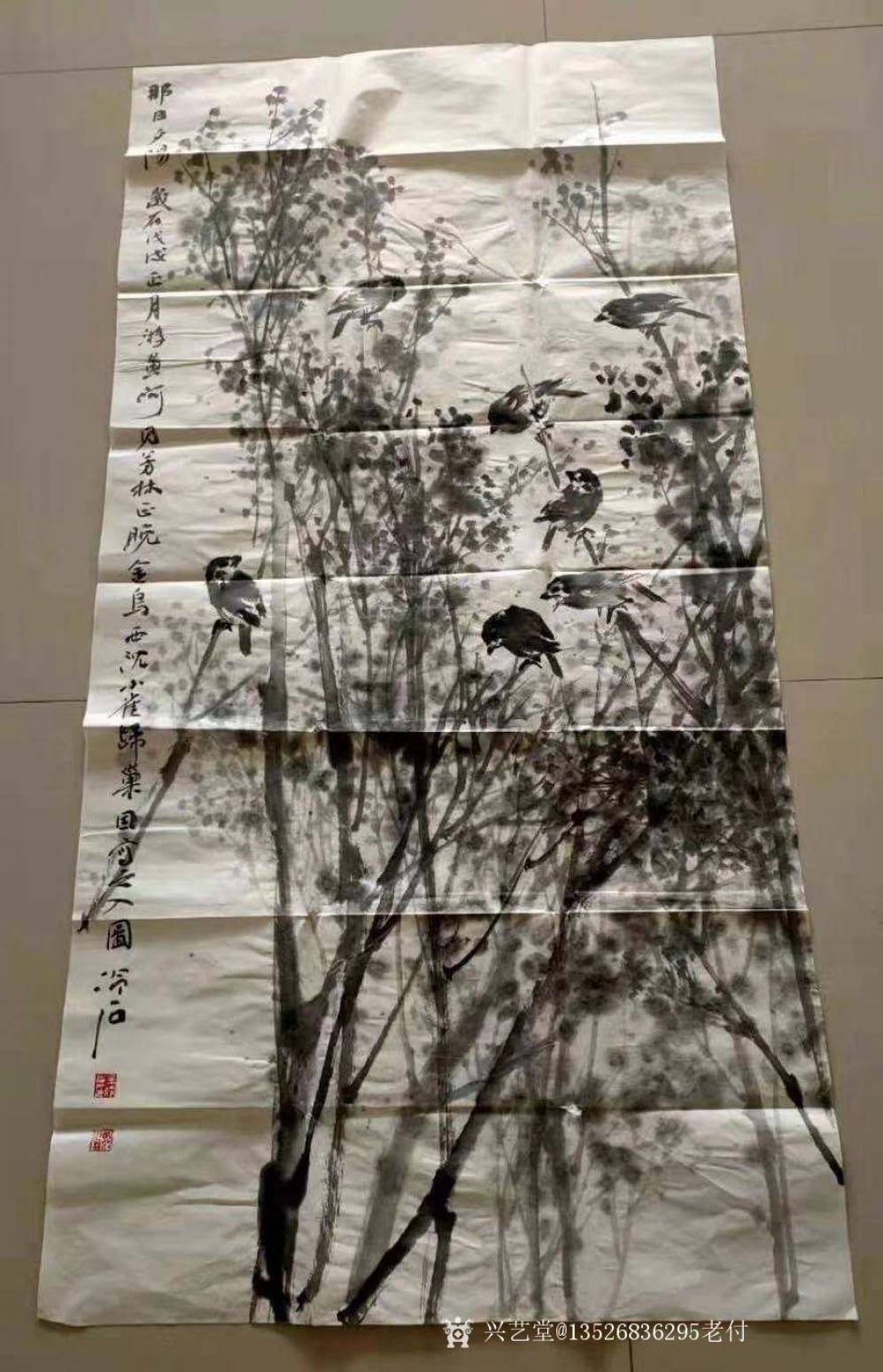 13526836295老付國(guó)畫(huà)作品《小鵲歸巢》