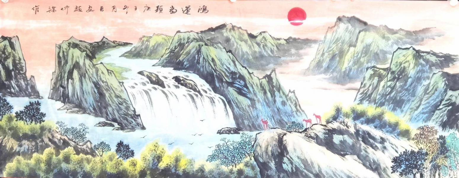 趙仲謀國畫作品《山水-鴻運(yùn)當(dāng)頭》【圖0】