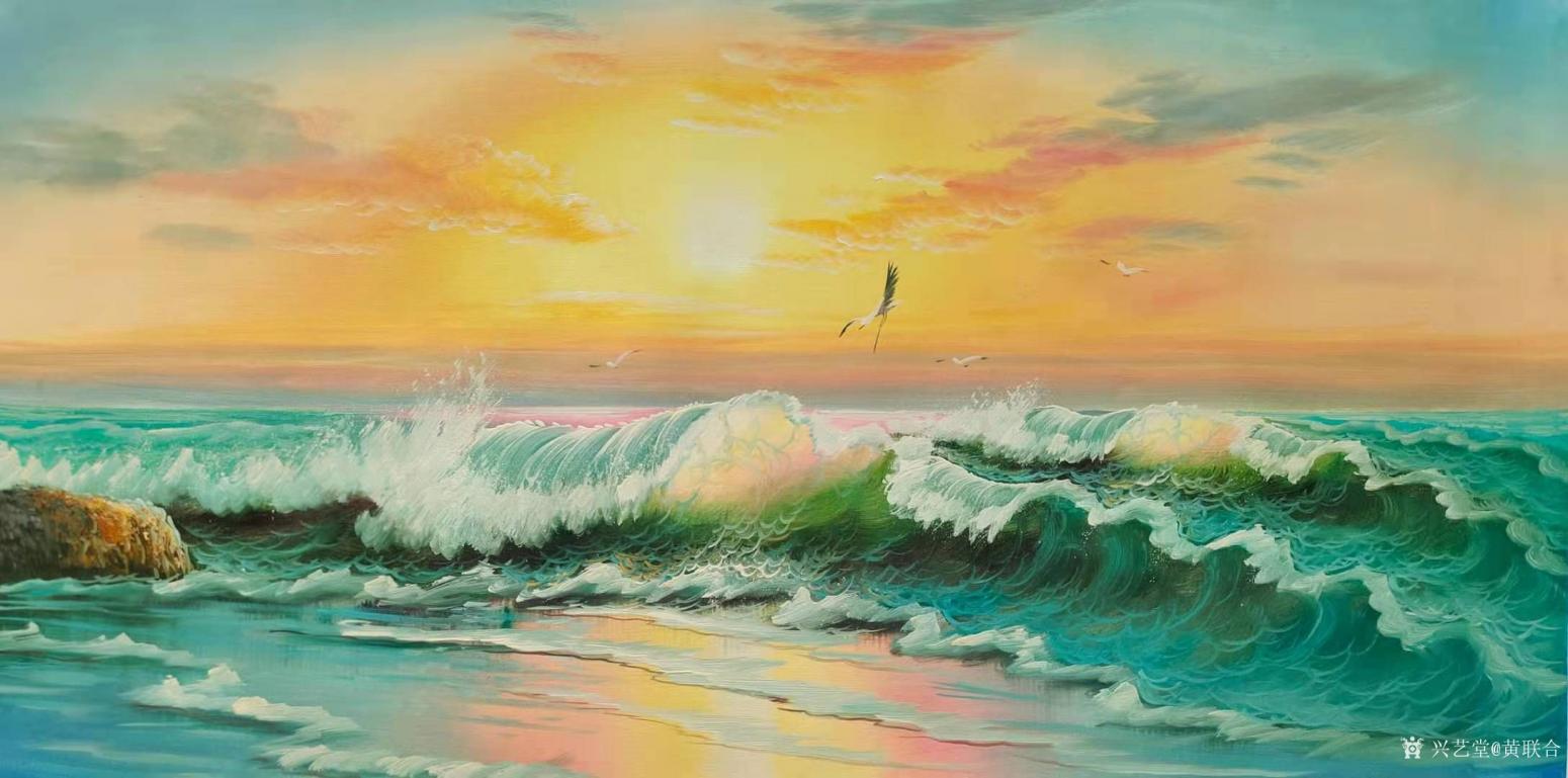 黃聯(lián)合油畫作品《海浪油畫》