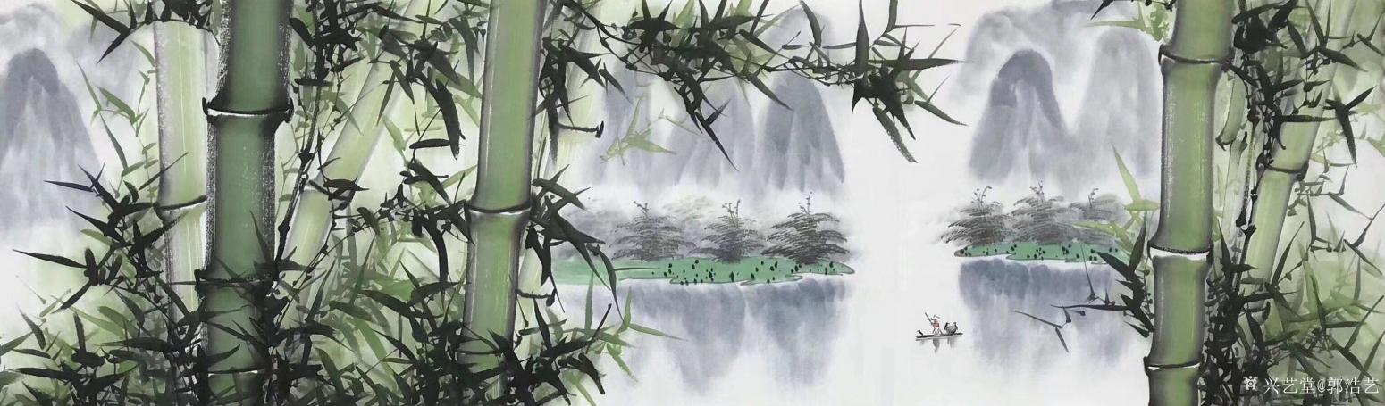 郭浩藝國畫作品《山水-平安富貴竹1》