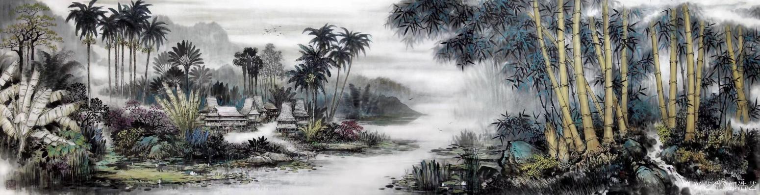 郭浩藝國畫作品《山水竹-南國風光》