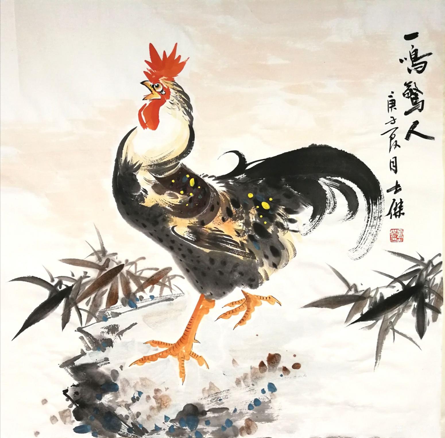 盧士杰國(guó)畫作品《公雞-一鳴驚人》