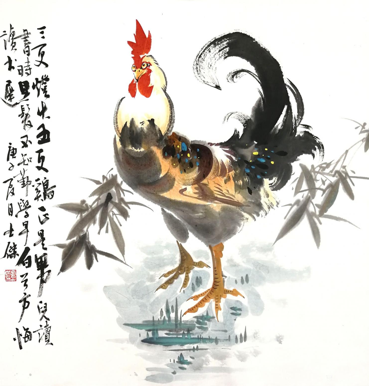 盧士杰?chē)?guó)畫(huà)作品《三更燈火五更雞》【圖0】