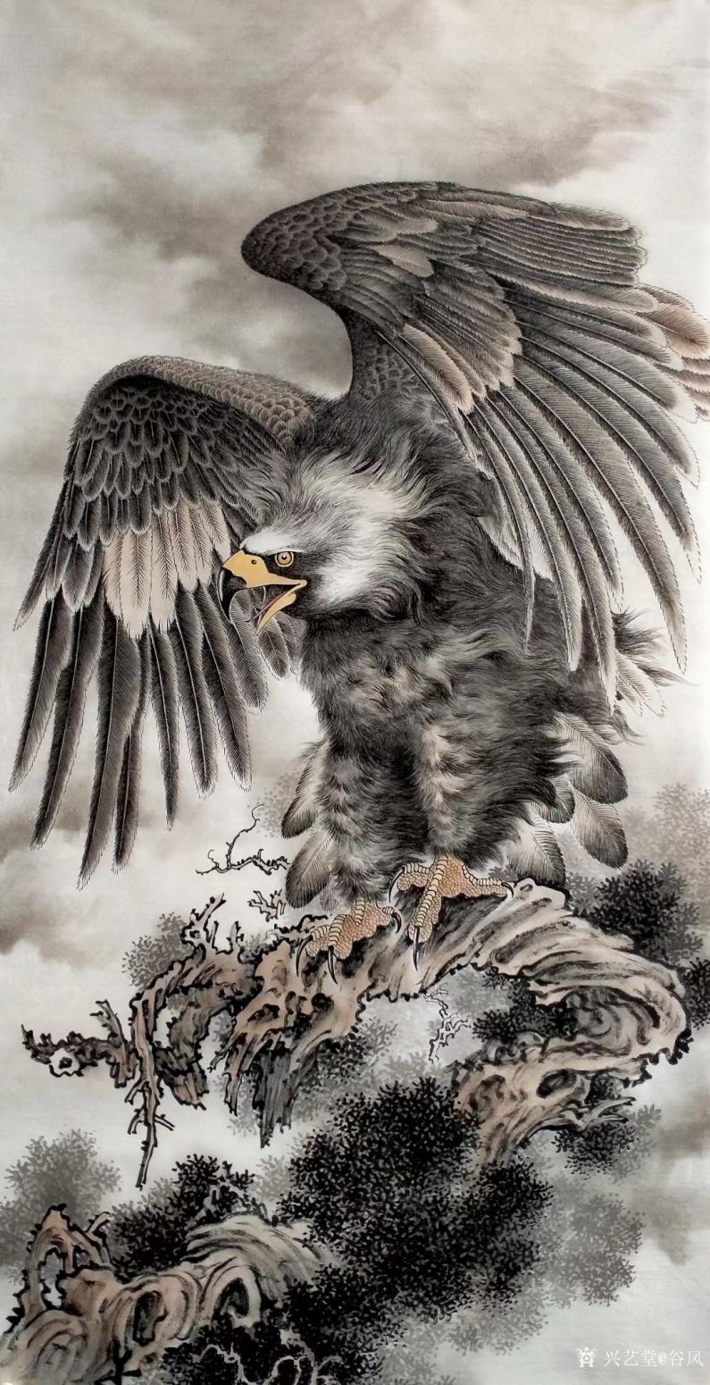 谷風(fēng)國畫作品《鷹-唯我獨尊》