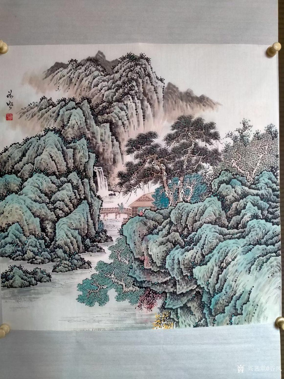 谷風(fēng)國(guó)畫作品《山居圖》
