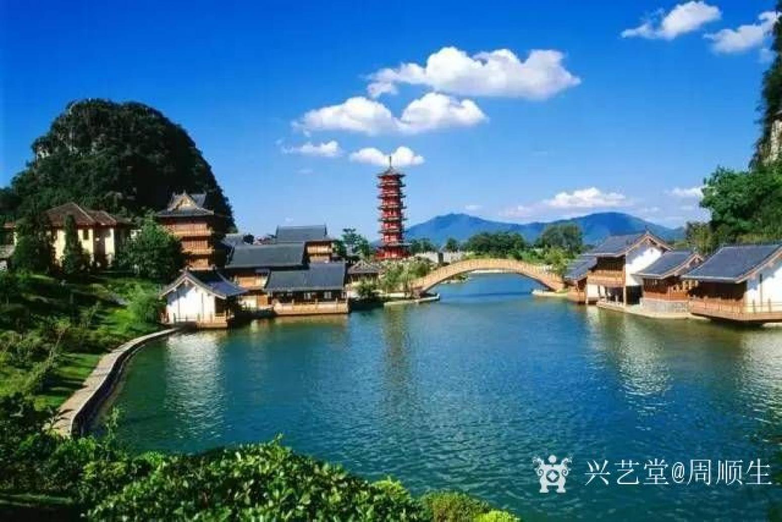 周順生國(guó)畫作品《四尺春醉桃花江》